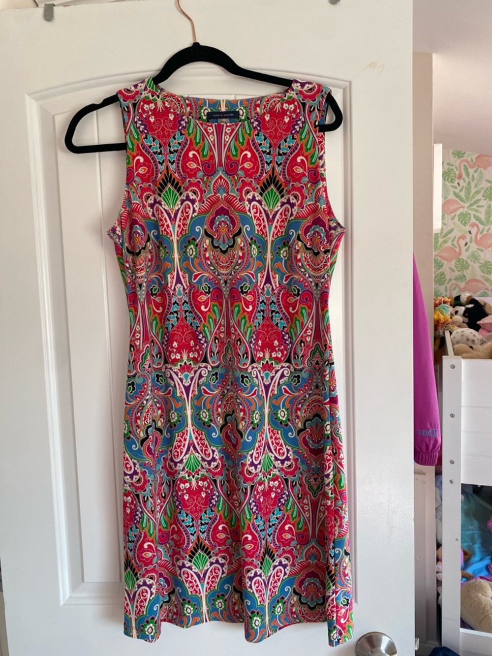 Tommy Hilfiger Sleeveless Paisley Midi Dress in Pink, Blue & Green